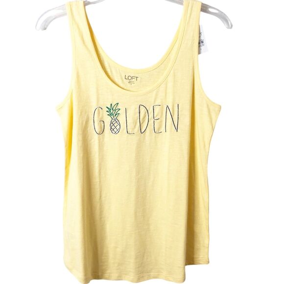 Ann Taylor Loft Outlet Women's Yellow Golden Pineapple Tank Top Size Small - Picture 1 of 7